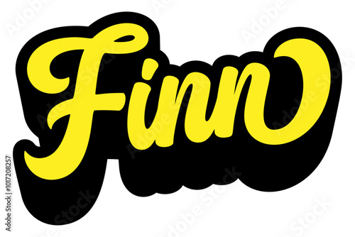 Given name Finn written in retro groovy three-dimensional script lettering