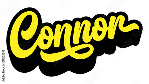 Given name Connor written in retro groovy three-dimensional script lettering