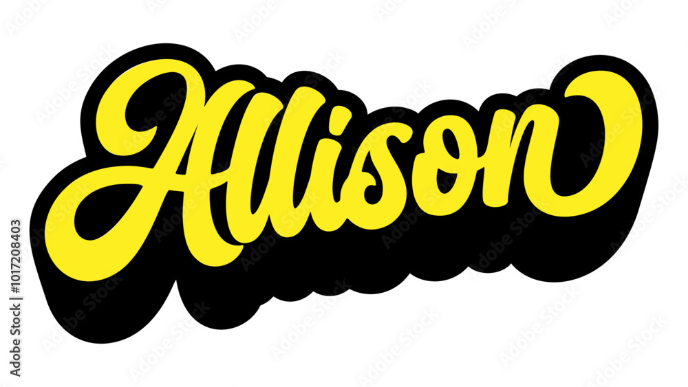 Given name Allison written in retro groovy three-dimensional script lettering Given name Allison written in retro groovy three-dimensional script lettering