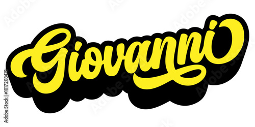 Given name Giovanni written in retro groovy three-dimensional script lettering