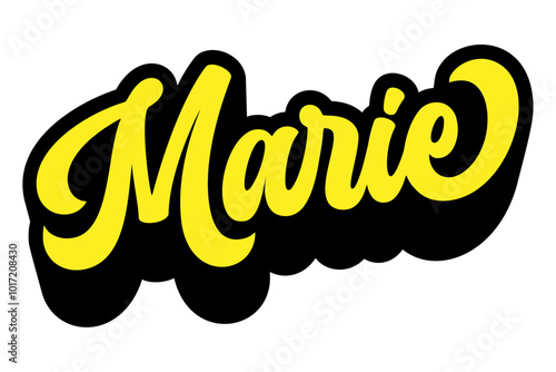 Given name Marie written in retro groovy three-dimensional script lettering