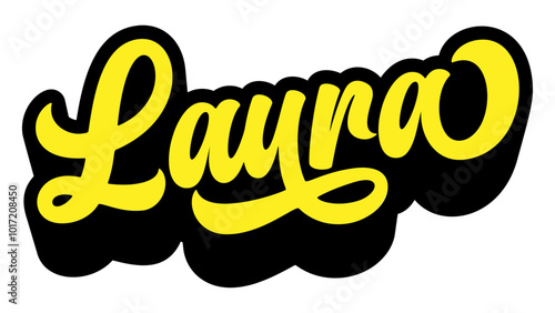 Given name Laura written in retro groovy three-dimensional script lettering