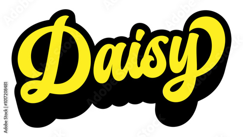 Given name Daisy written in retro groovy three-dimensional script lettering