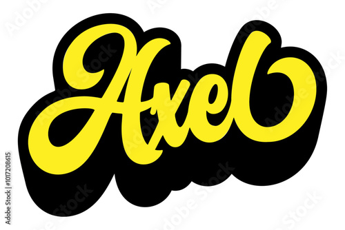 Given name Axel written in retro groovy three-dimensional script lettering