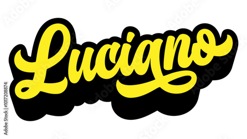 Given name Luciano written in retro groovy three-dimensional script lettering photo