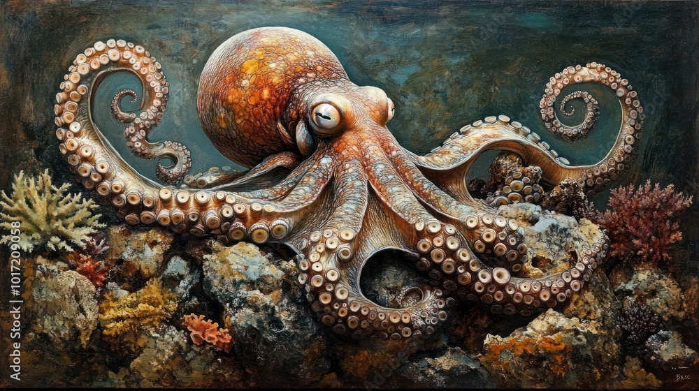 Naklejka premium Octopus In Its Natural Habitat