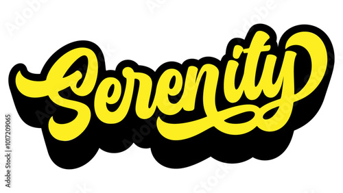 Given name Serenity written in retro groovy three-dimensional script lettering
