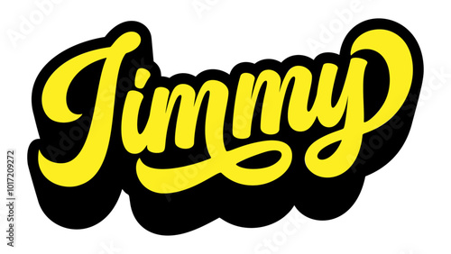 Given name Jimmy written in retro groovy three-dimensional script lettering