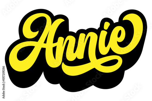 Given name Annie written in retro groovy three-dimensional script lettering