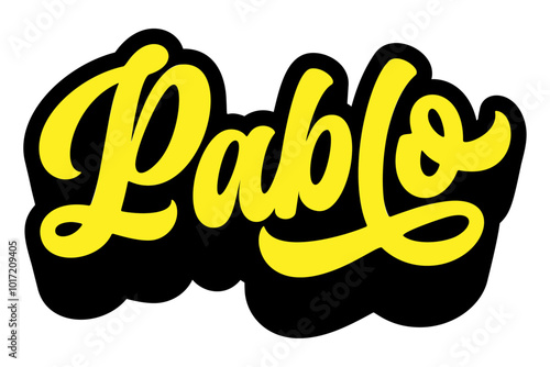 Given name Pablo written in retro groovy three-dimensional script lettering