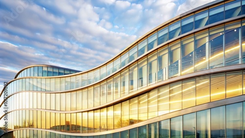 Modern Curved Office Building Architecture for Corporate Website Designs, Urban Development Blogs, and Real Estate Marketing Campaigns