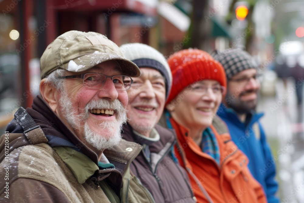 Portrait of a group of senior people on a city street. Portrait of a group of senior people on a city street.