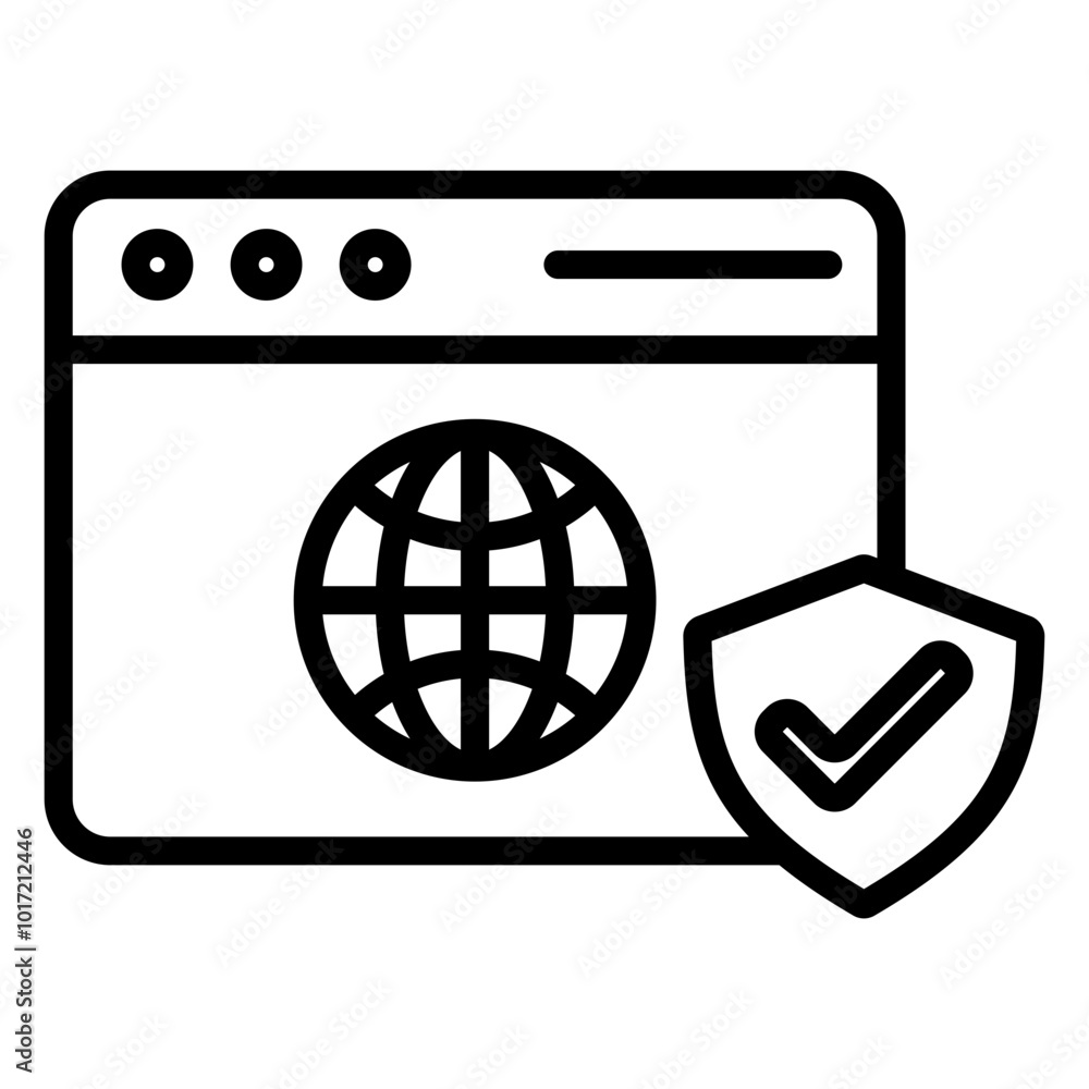 Website Protection Outline Icon Website Protection Outline Icon