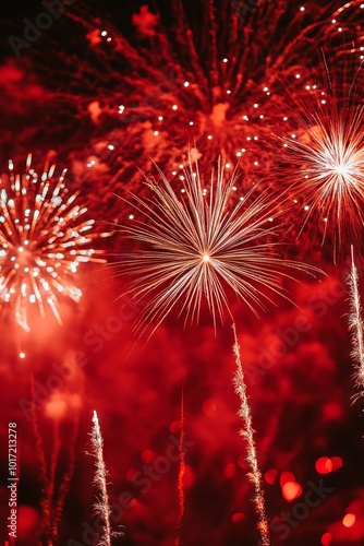 Fireworks Display: A Celebration in Red photo