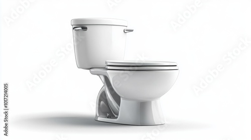 Modern White Toilet on Clean Background