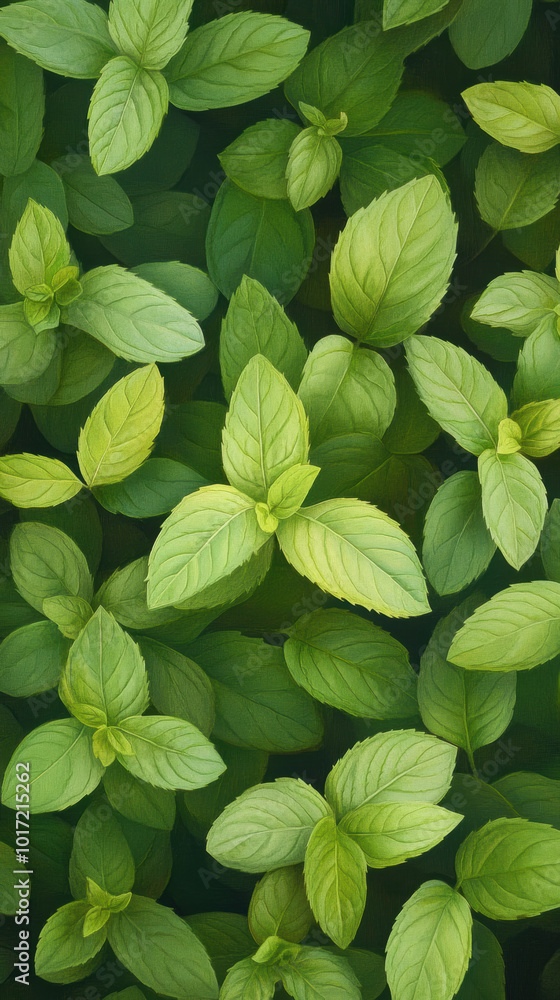 Green Mint Leaves Background in Soft Natural Light. Green Mint Leaves Background in Soft Natural Light.
