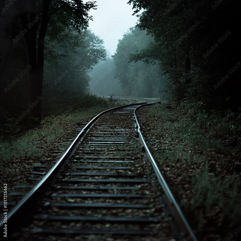 Mysterious Foggy Forest Railroad Tracks Mysterious Foggy Forest Railroad Tracks