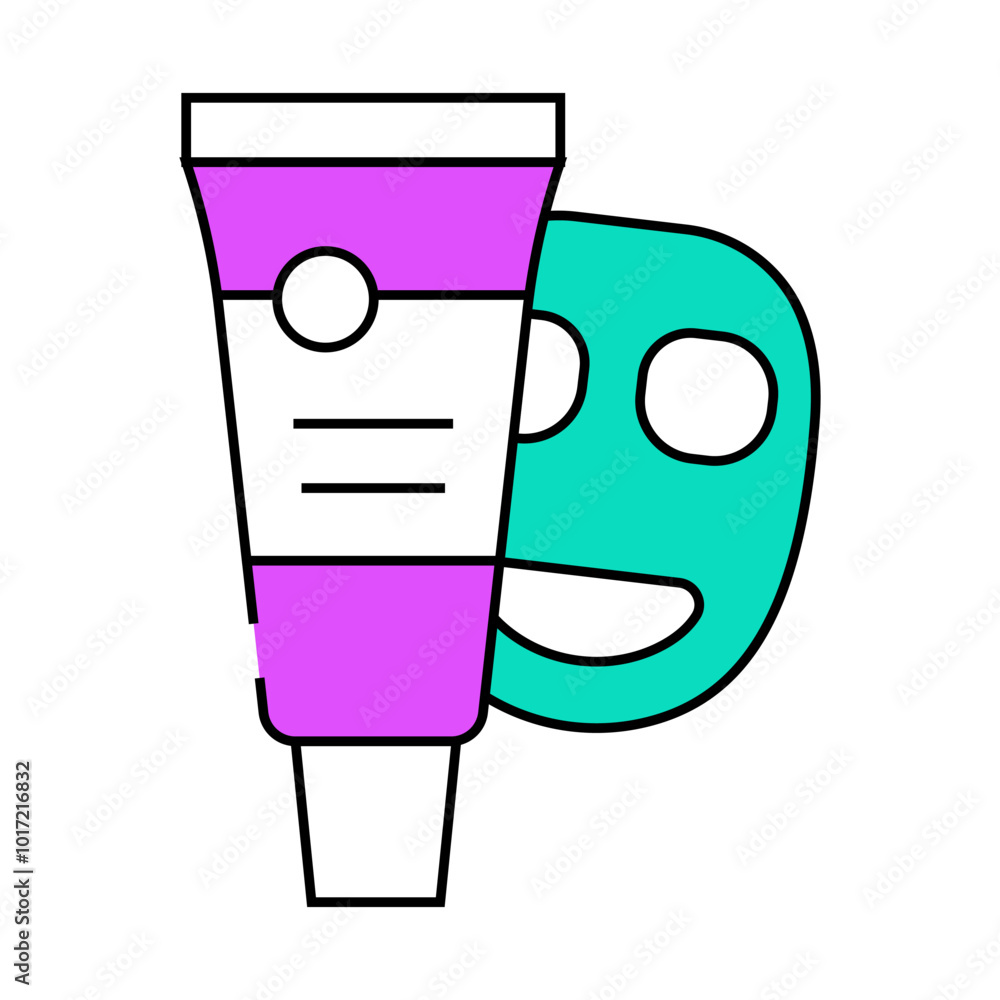 mask cream cosmetic line icon vector. mask cream cosmetic sign. isolated symbol illustration mask cream cosmetic line icon vector. mask cream cosmetic sign. isolated symbol illustration