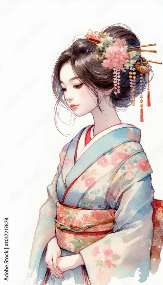 着物の女性のイラスト 着物の女性のイラスト