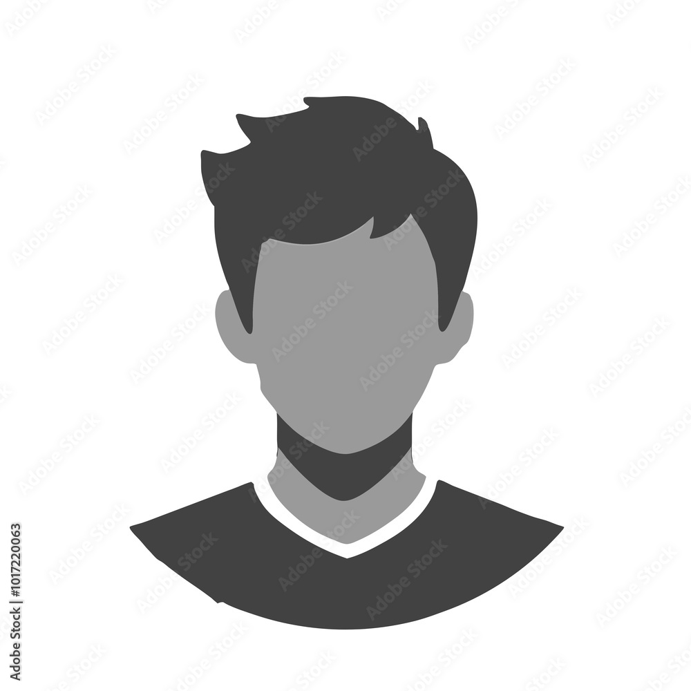Male silhouette profile icon with casual hairstyle in gray Male silhouette profile icon with casual hairstyle in gray