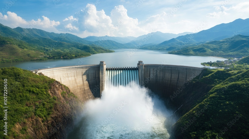Majestic Dam Overflowing A Stunning View of Nature and Engineering Harmony Majestic Dam Overflowing A Stunning View of Nature and Engineering Harmony