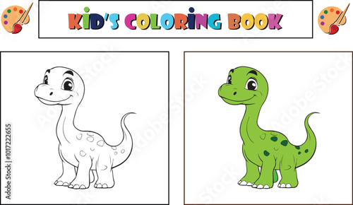 A dinosaur illustration for kid's coloring book