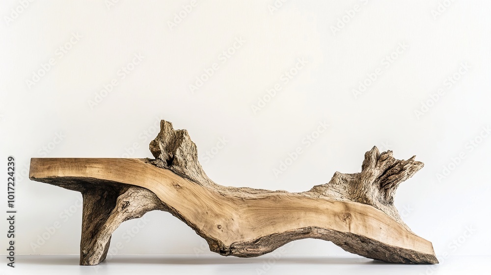 Fototapeta premium Rustic Wood Bench: Natural Design and Craftsmanship