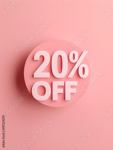 Blush '20% OFF' Promotional Sign on a Blush Background