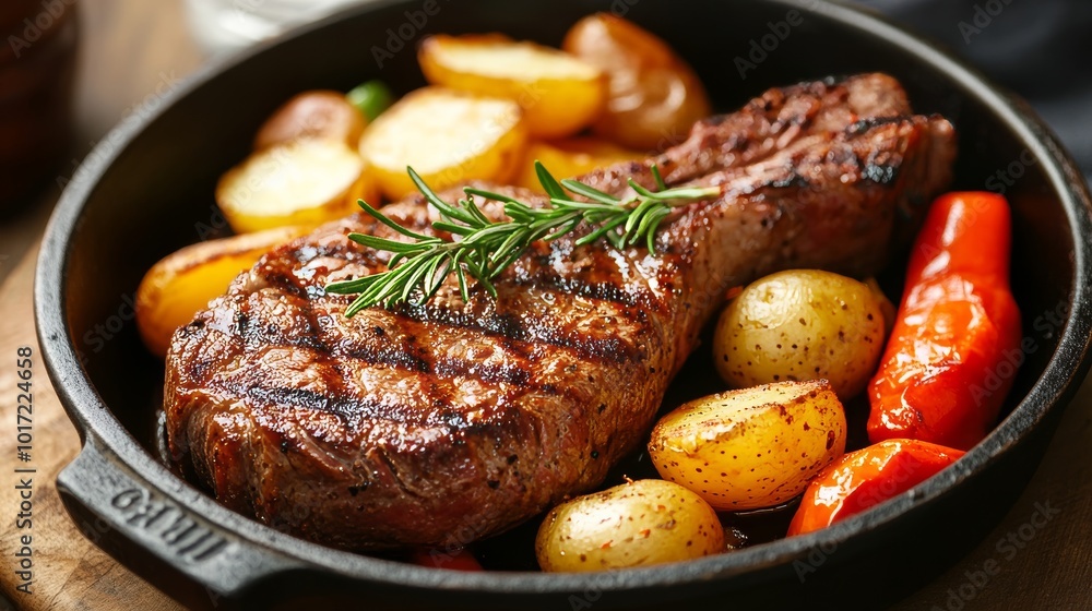 Grilled steak and boiled potatoes Grilled steak and boiled potatoes