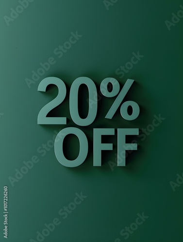 Dark Green '20% OFF' Promotional Sign on a Dark Green Background