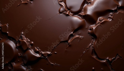 Dark chocolate texture background with close-up of shiny surface and cracks