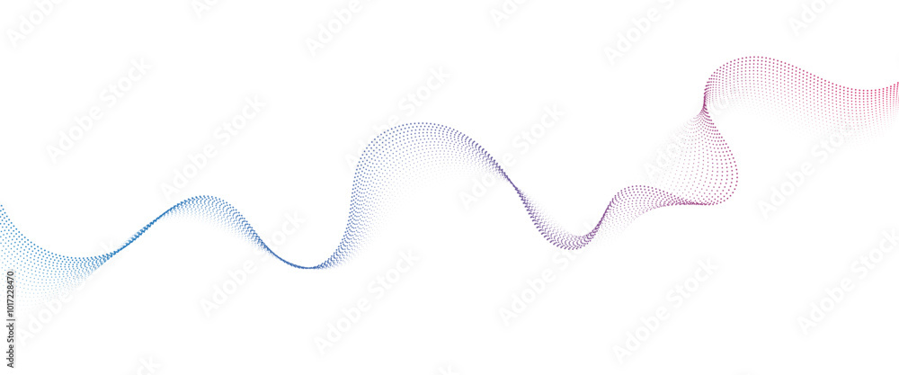 Fototapeta premium Flowing Dot Wave halftone gradient pattern on transparent background