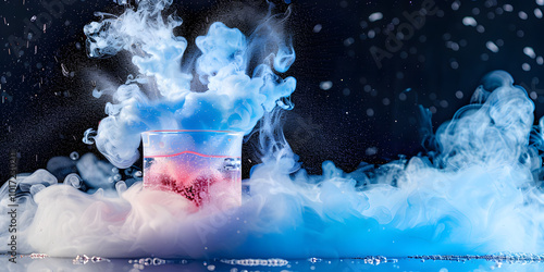 Reação química em um béquer