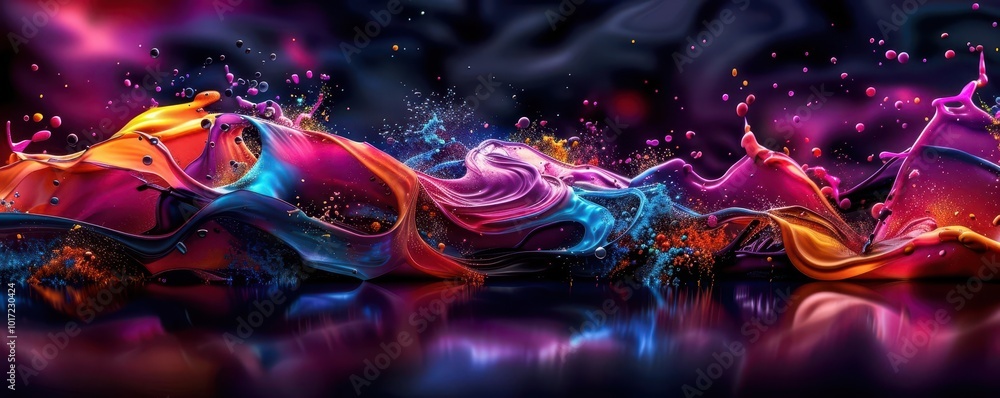 Obraz premium Abstract and creative concepts, fluid shapes, vibrant colors, digital painting, dynamic