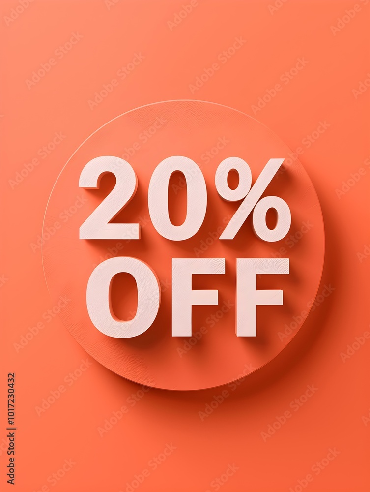 Light Orange '20% OFF' Promotional Sign on a Light Orange Background Light Orange '20% OFF' Promotional Sign on a Light Orange Background