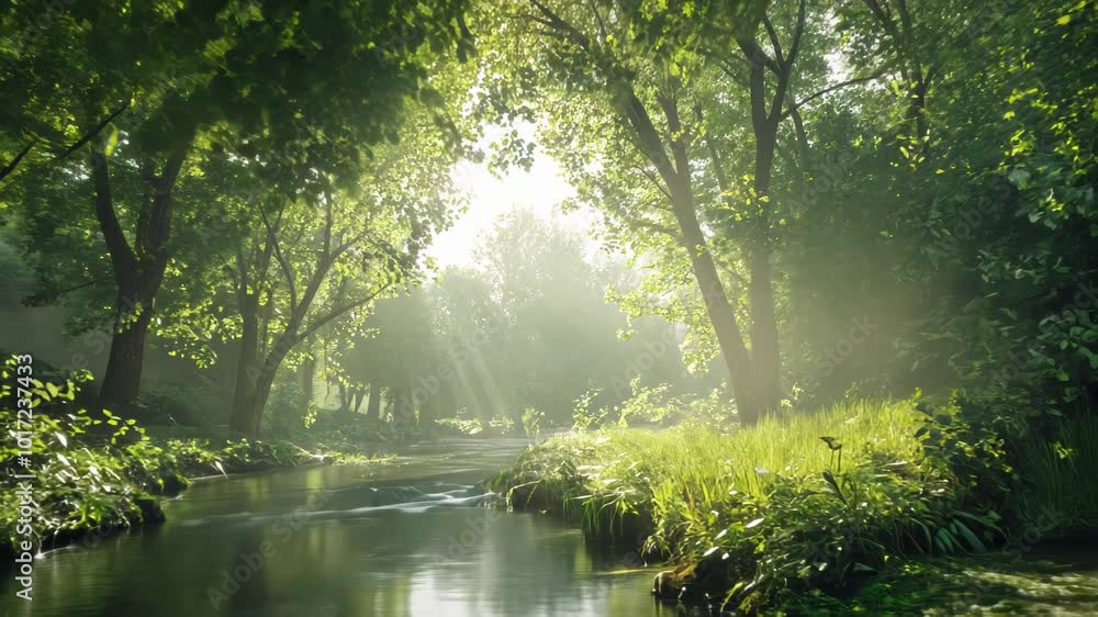 Sunbeams Illuminating a Tranquil River Sunbeams Illuminating a Tranquil River