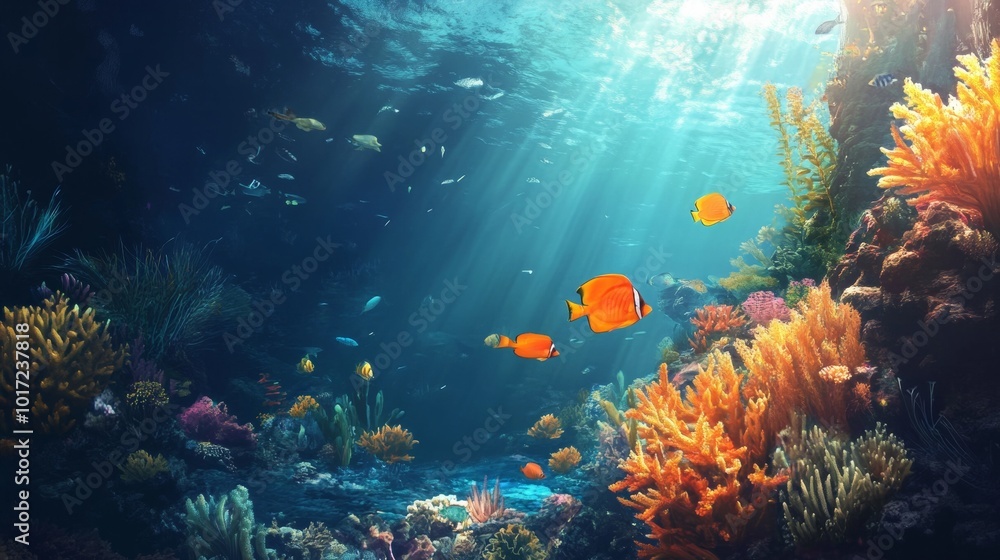 Fototapeta premium Fish live in aquatic ecosystems