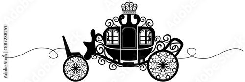 Line art horse carriage silhouette