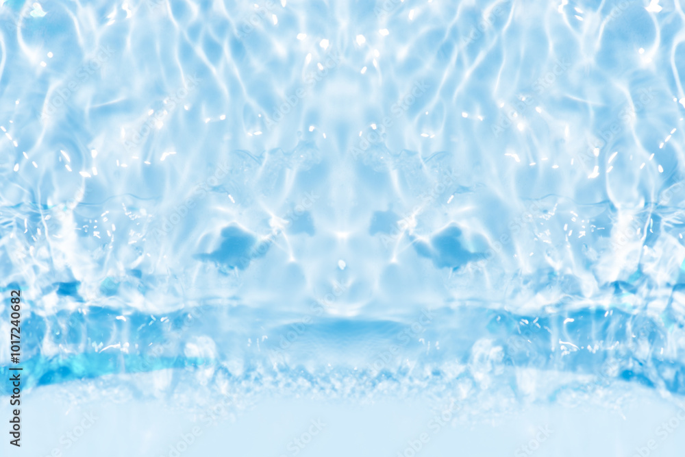 Blue water with ripples on the surface. Defocus blurred transparent blue colored clear calm water surface texture with splashes and bubbles. Water waves with shining pattern texture background. Blue water with ripples on the surface. Defocus blurred transparent blue colored clear calm water surface texture with splashes and bubbles. Water waves with shining pattern texture background.