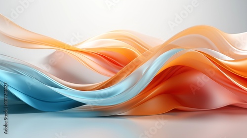 Abstract Background with Soft Blue and Orange Wavy Lines, Harmonious Blend of Colors Creating Tranquil Atmosphere for Graphics, Posters, Web Pages, and Print Media