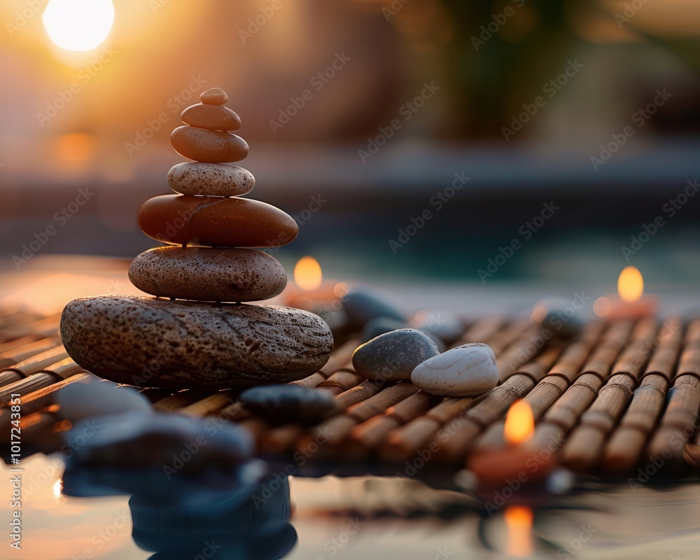 Obraz premium Relaxation and rejuvenation destinations, serene settings, warm tones, photography, inviting, peaceful