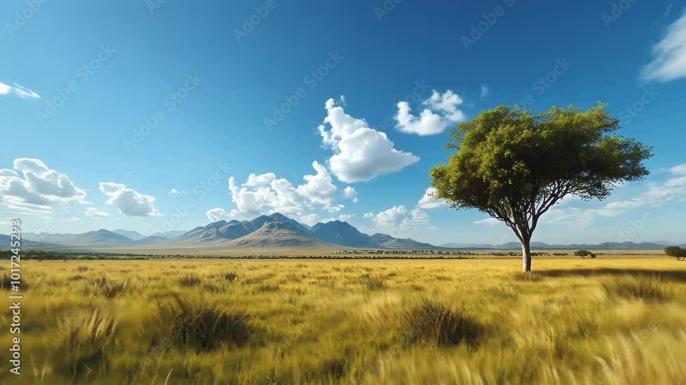 Solitary Tree in a Vast Savanna Landscape Solitary Tree in a Vast Savanna Landscape
