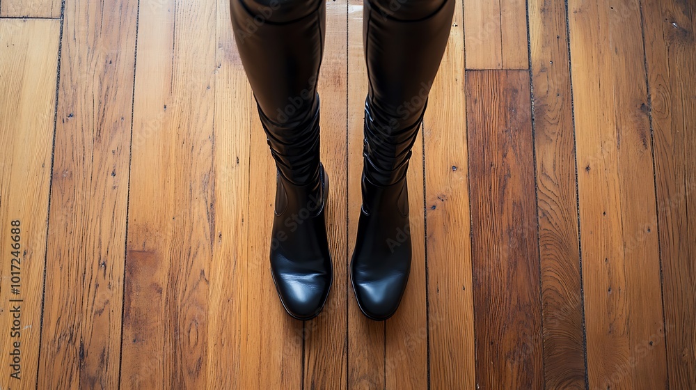 a pair of black over-the-knee boots a pair of black over-the-knee boots