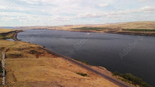 Wallpaper Mural Wide river with a single ship in USA. Torontodigital.ca