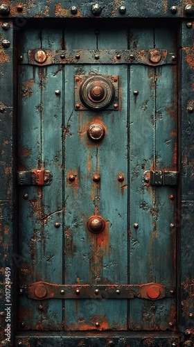 Rusty Metal Door: Vintage Texture and Architectural Detail