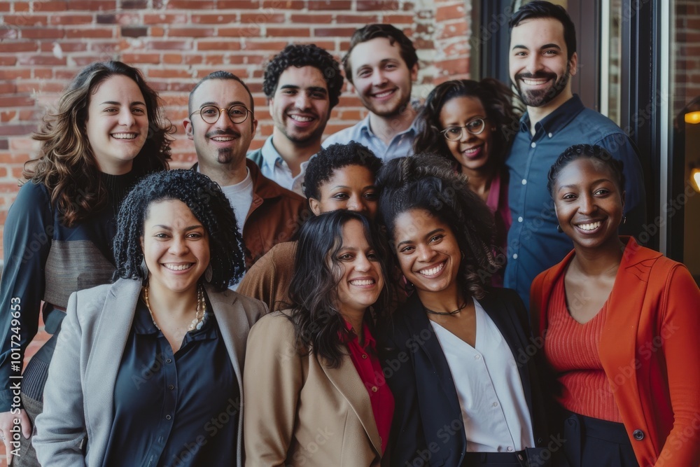 Group of diverse business people standing in a row and smiling at the camera Group of diverse business people standing in a row and smiling at the camera