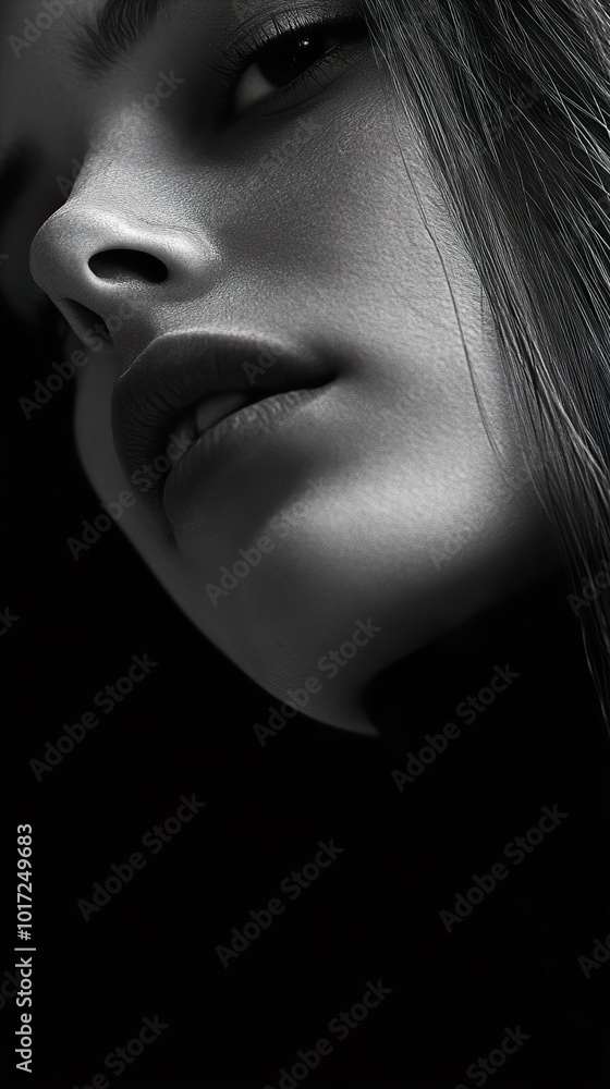 Black and White Portrait of a Woman's Face Black and White Portrait of a Woman's Face