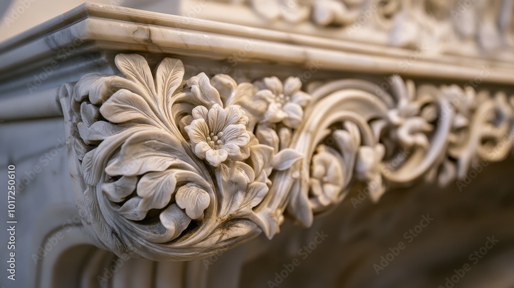 A close-up of the detailed carvings on an antique marble bench, showcasing craftsmanship and history. A close-up of the detailed carvings on an antique marble bench, showcasing craftsmanship and history.