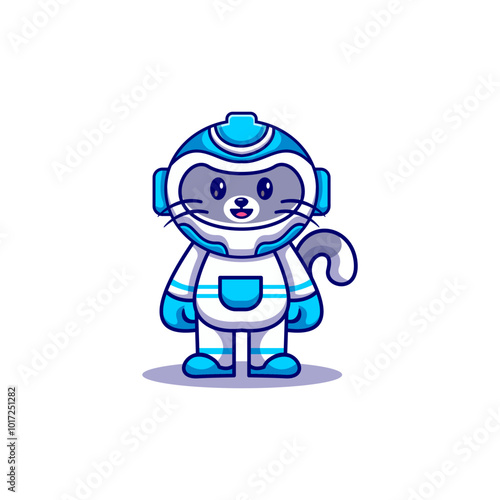 Cartoon Robot Logo Template uses a modern style with a vector style