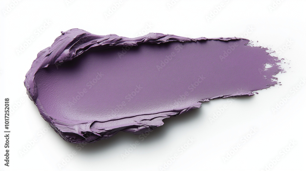 Fototapeta premium a single, elegant swatch of aurora lilac lipstick on white background, with soft color gradients and subtle sheen to highlight the texture and glossiness of lip makeup